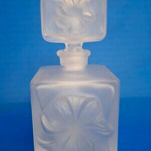 Vintage IRice Frosted Embossed Flower Perfume Bottle